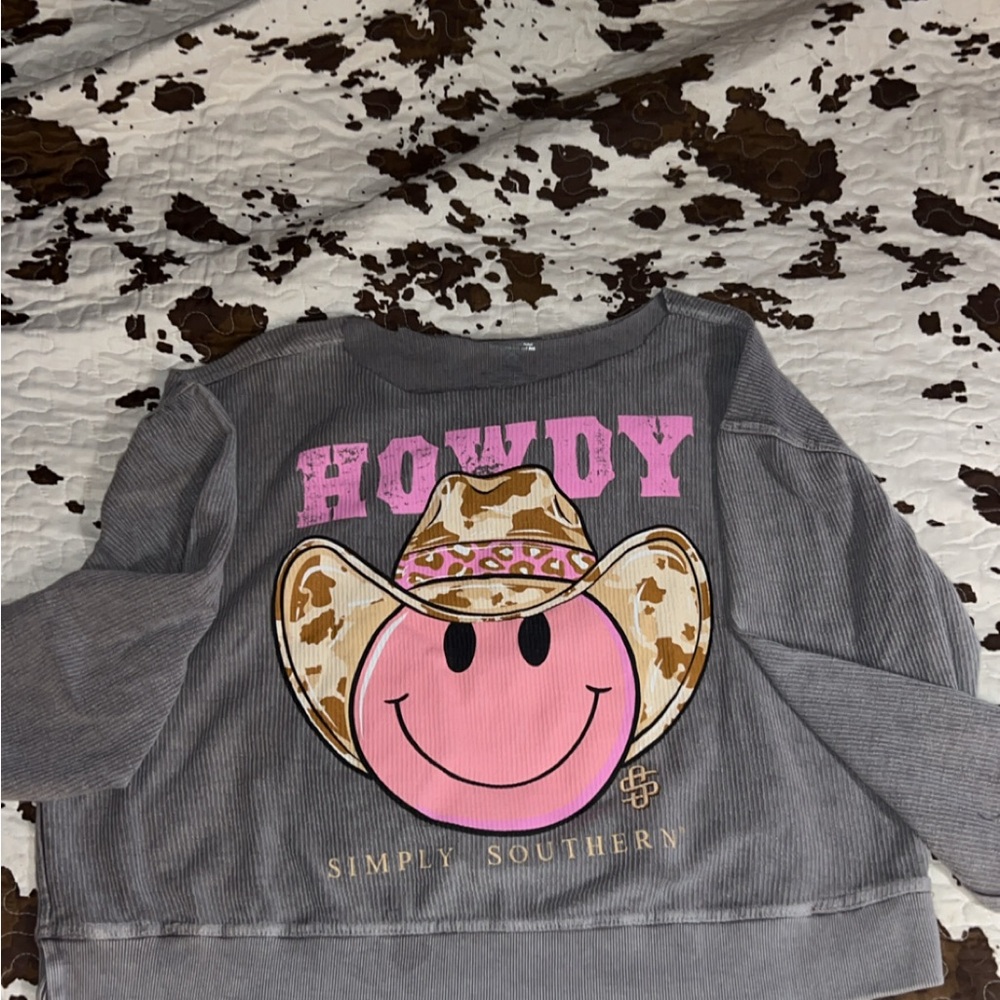 Simply Southern Kids Gray and Pink Howdy Shirt